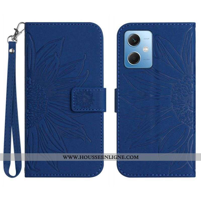 Housse Xiaomi Redmi Note 12/Poco X5 5G Fleur avec Lanière