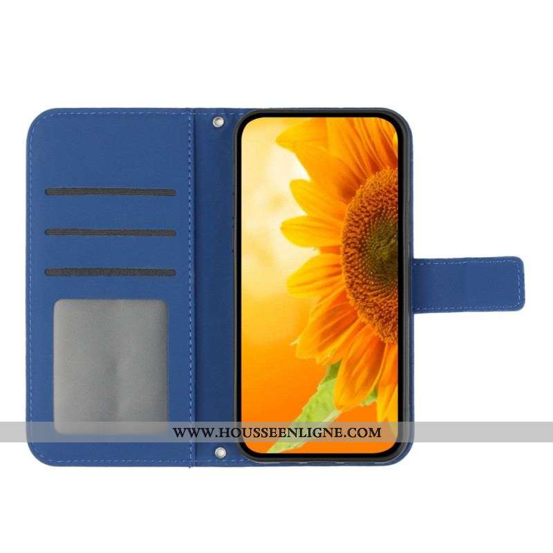 Housse Xiaomi Redmi Note 12/Poco X5 5G Fleur avec Lanière