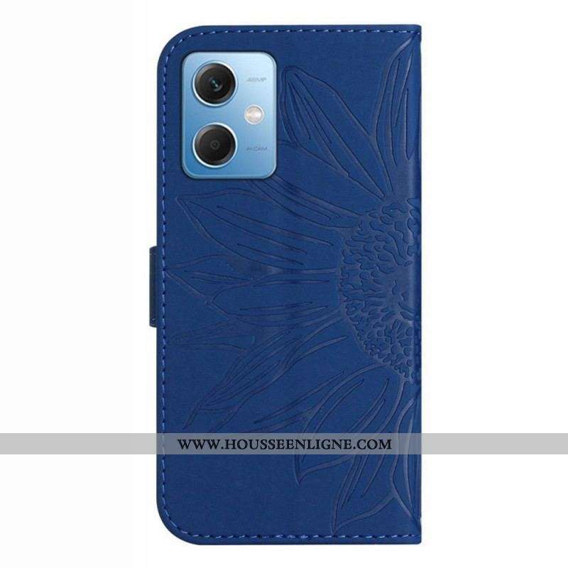 Housse Xiaomi Redmi Note 12/Poco X5 5G Fleur avec Lanière