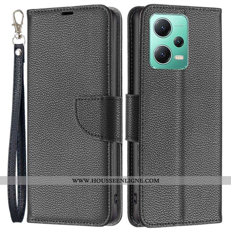 Housse Xiaomi Redmi Note 12/Poco X5 5G Litchi Fermoir Oblique