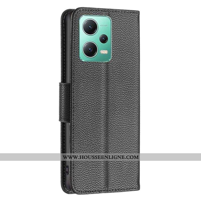 Housse Xiaomi Redmi Note 12/Poco X5 5G Litchi Fermoir Oblique