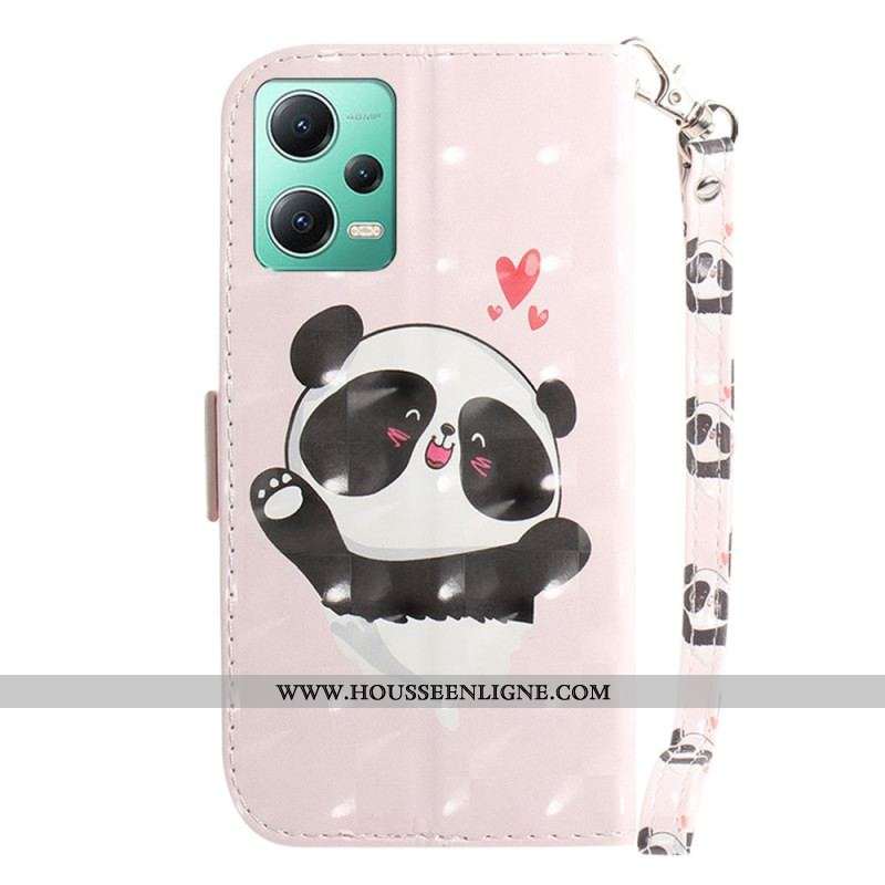 Housse Xiaomi Redmi Note 12/Poco X5 5G Panda Love à Lanière