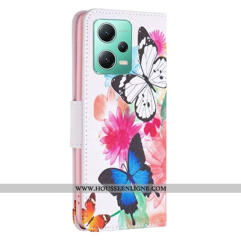 Housse Xiaomi Redmi Note 12/Poco X5 5G Papillons Aquarelle