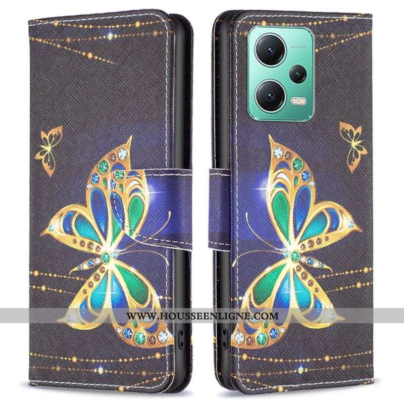 Housse Xiaomi Redmi Note 12/Poco X5 5G Papillons Dorés