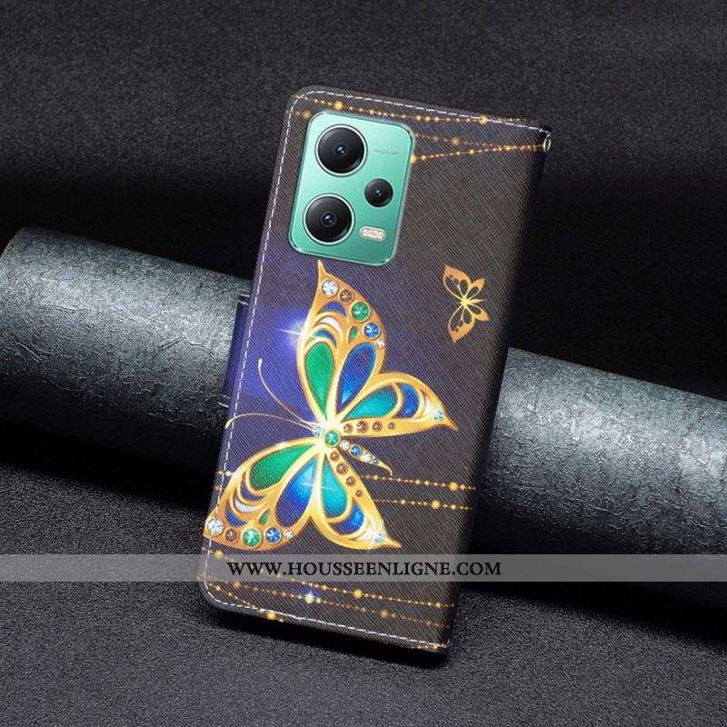 Housse Xiaomi Redmi Note 12/Poco X5 5G Papillons Dorés