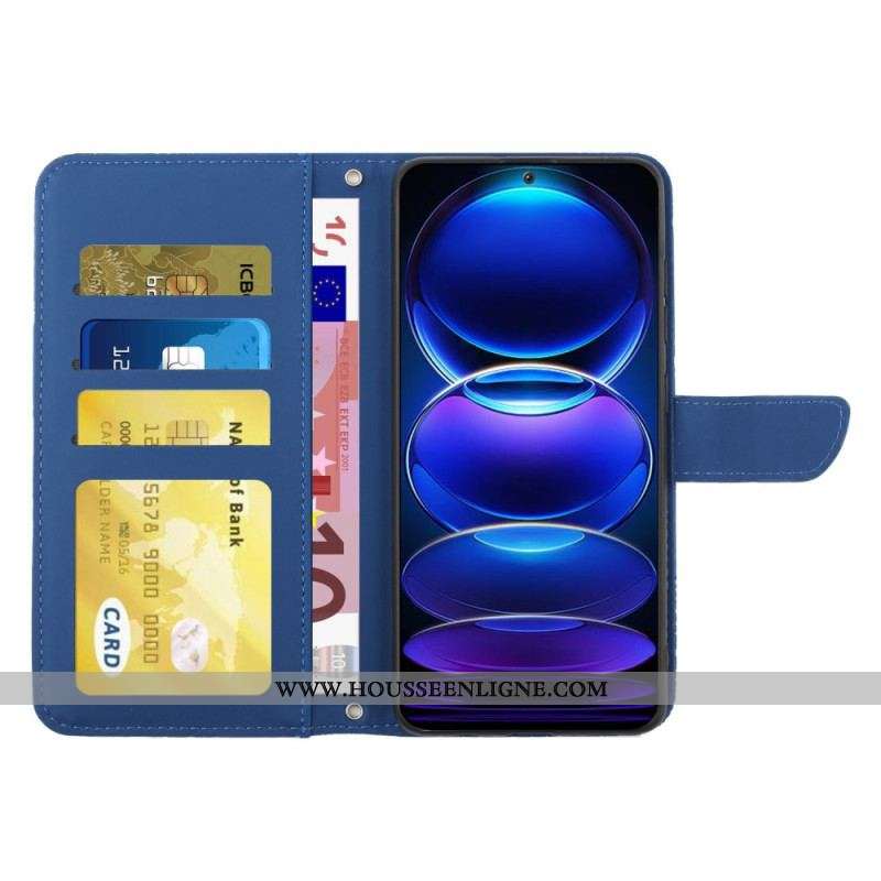 Housse Xiaomi Redmi Note 12/Poco X5 5G Papillons et Bandoulière