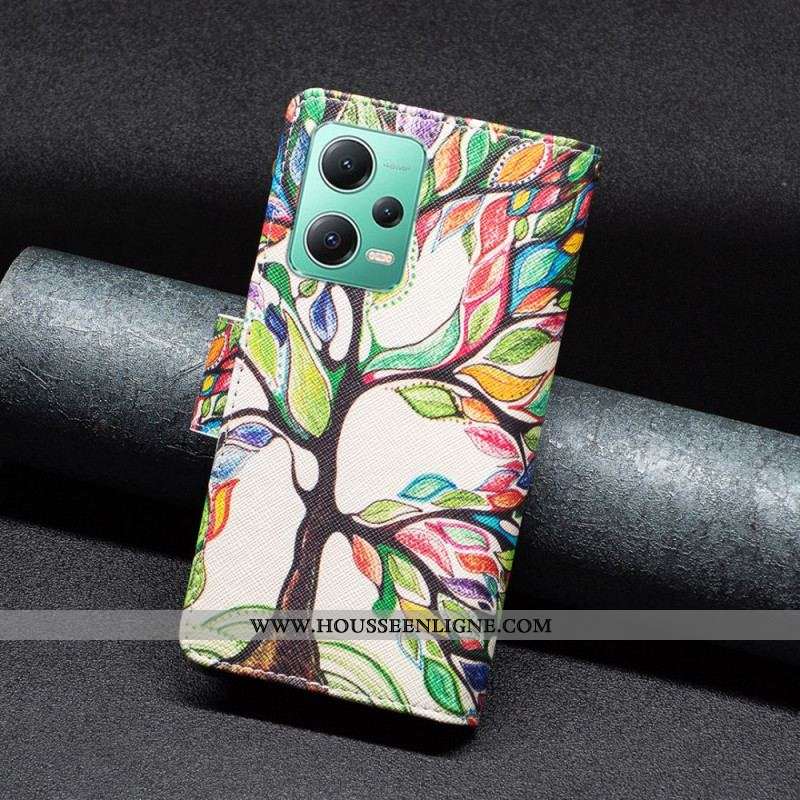 Housse Xiaomi Redmi Note 12/Poco X5 5G Poche Zippée Arbre