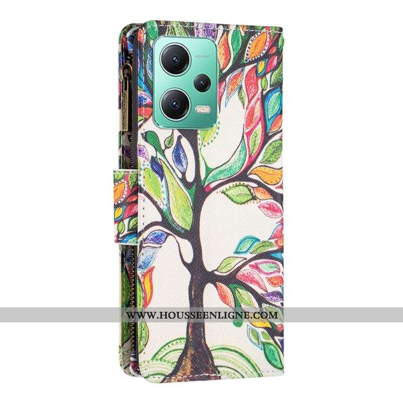 Housse Xiaomi Redmi Note 12/Poco X5 5G Poche Zippée Arbre