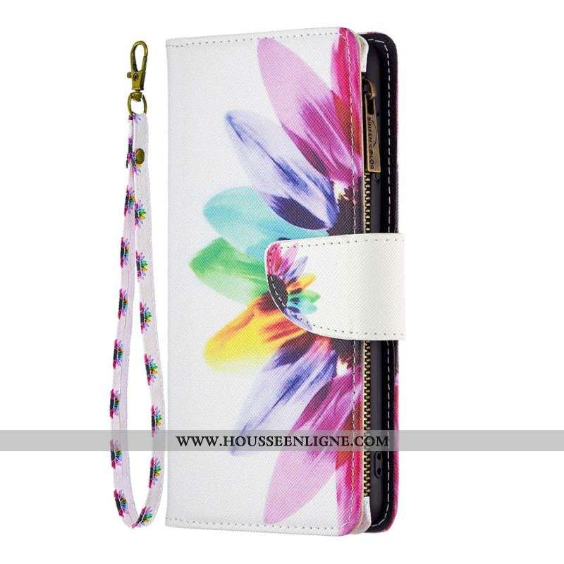 Housse Xiaomi Redmi Note 12/Poco X5 5G Poche Zippée Fleur