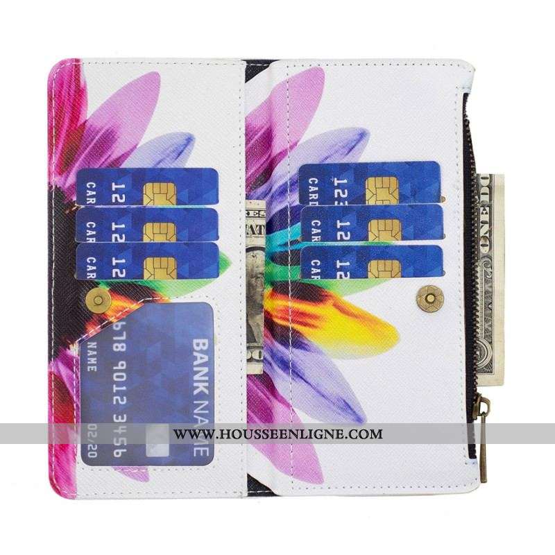 Housse Xiaomi Redmi Note 12/Poco X5 5G Poche Zippée Fleur