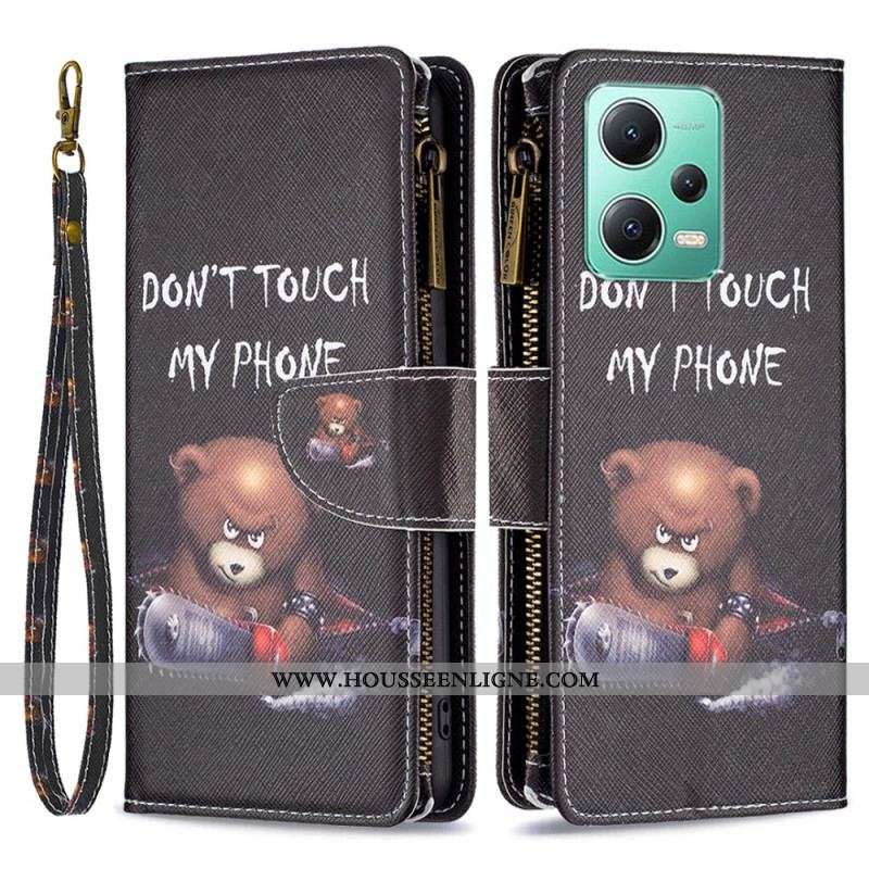 Housse Xiaomi Redmi Note 12/Poco X5 5G Porte-Monnaie Ours Dangereux