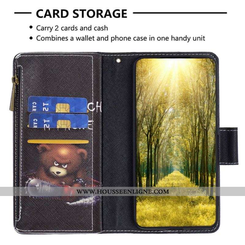 Housse Xiaomi Redmi Note 12/Poco X5 5G Porte-Monnaie Ours Dangereux