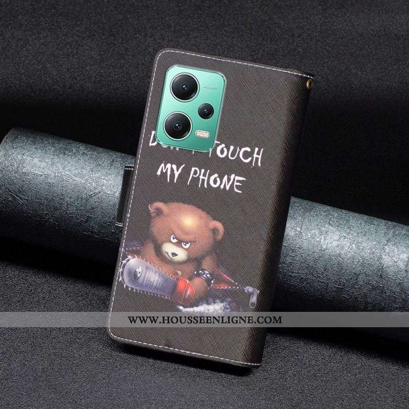 Housse Xiaomi Redmi Note 12/Poco X5 5G Porte-Monnaie Ours Dangereux