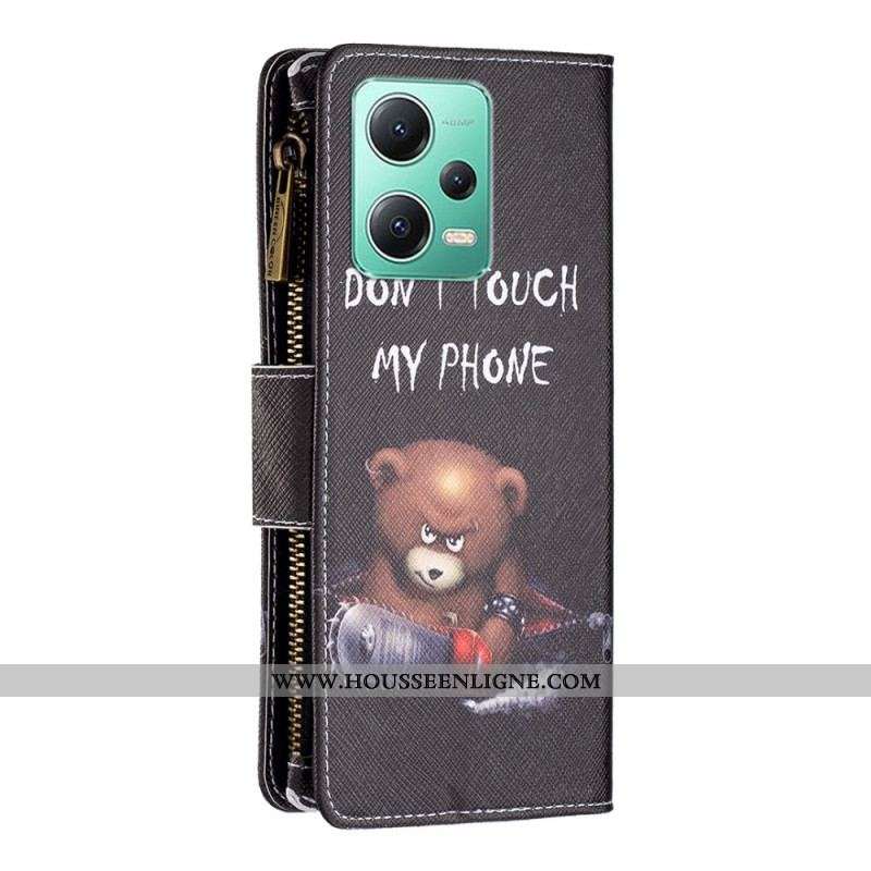 Housse Xiaomi Redmi Note 12/Poco X5 5G Porte-Monnaie Ours Dangereux