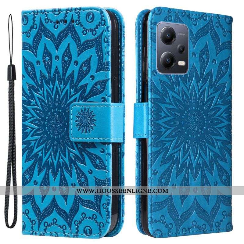Housse Xiaomi Redmi Note 12/Poco X5 5G Soleil avec Lanière