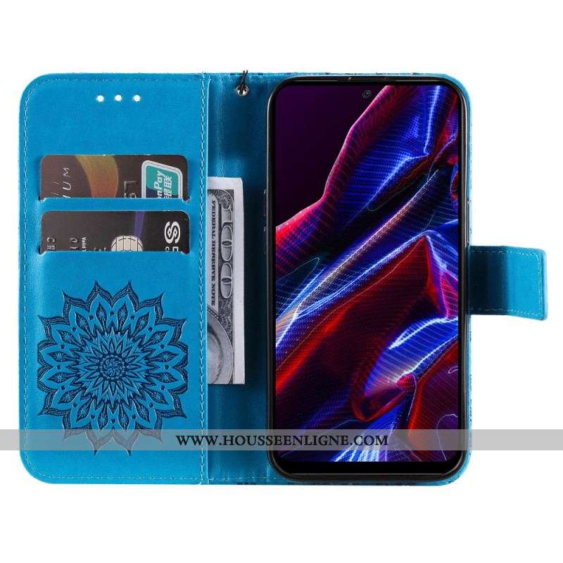 Housse Xiaomi Redmi Note 12/Poco X5 5G Soleil avec Lanière