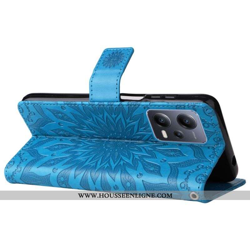 Housse Xiaomi Redmi Note 12/Poco X5 5G Soleil avec Lanière