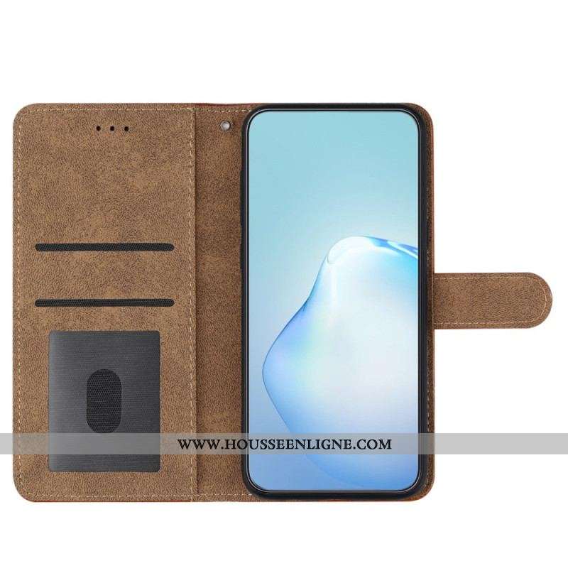 Housse Xiaomi Redmi Note 12/Poco X5 5G Style Cuir Géométrique à Lanière