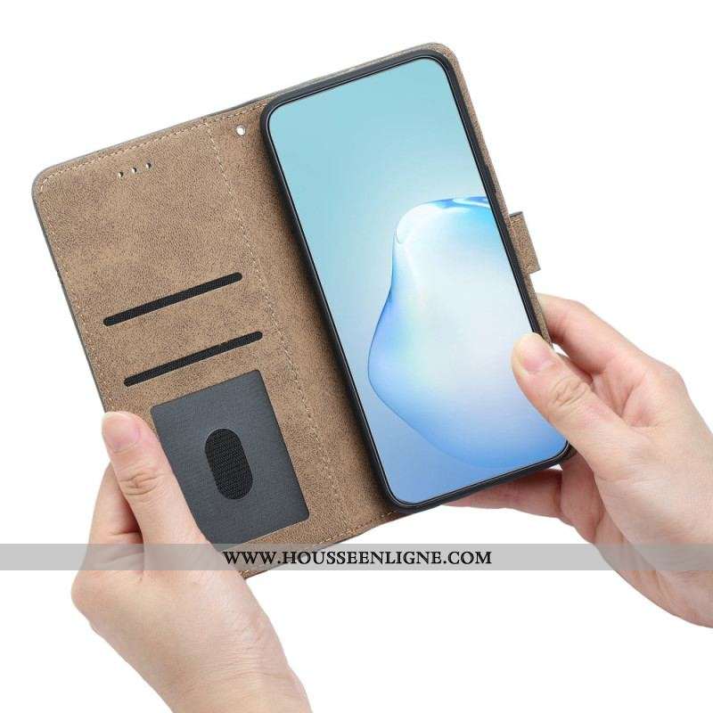 Housse Xiaomi Redmi Note 12/Poco X5 5G Style Cuir Géométrique à Lanière