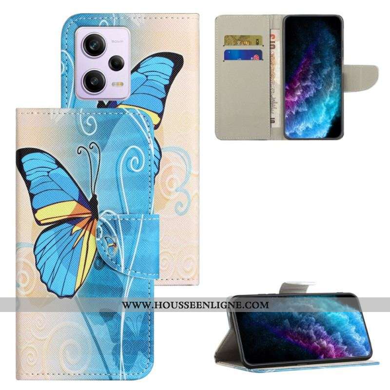 Housse Xiaomi Redmi Note 12/Poco X5 5G Sublimes Papillons à Lanière