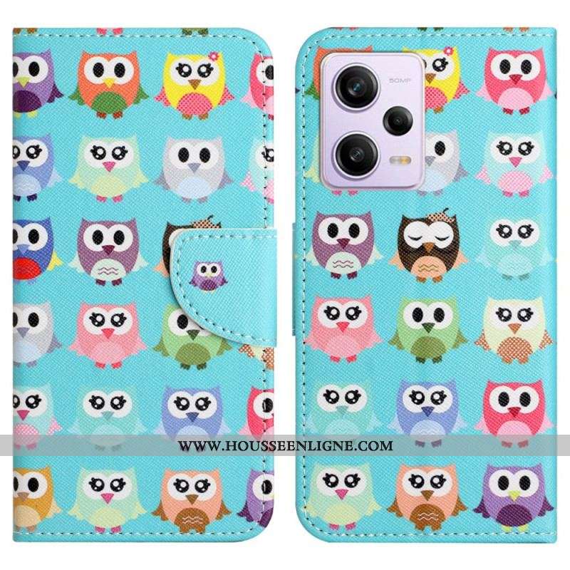 Housse Xiaomi Redmi Note 12/Poco X5 5G Tribu de Hiboux à Lanière