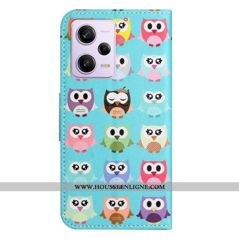 Housse Xiaomi Redmi Note 12/Poco X5 5G Tribu de Hiboux à Lanière