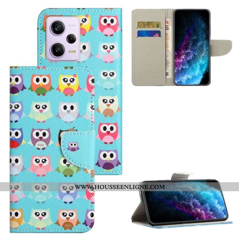 Housse Xiaomi Redmi Note 12/Poco X5 5G Tribu de Hiboux à Lanière