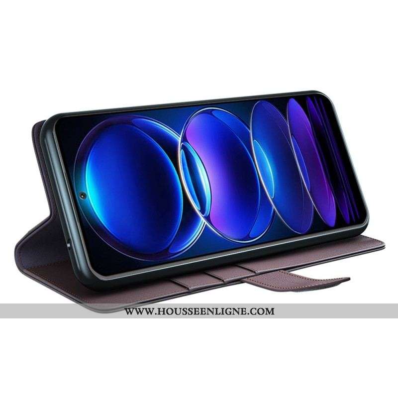Housse Xiaomi Redmi Note 12/Poco X5 5G Véritable Cuir