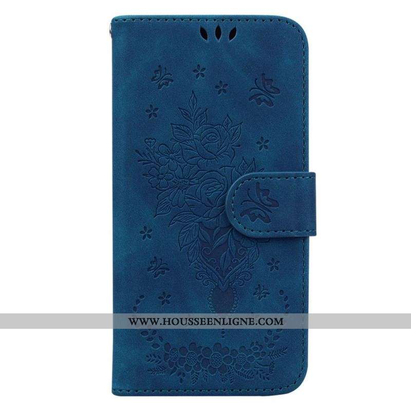 Housse Xiaomi Redmi Note 12/Poco X5 Roses et Papillons à Lanière