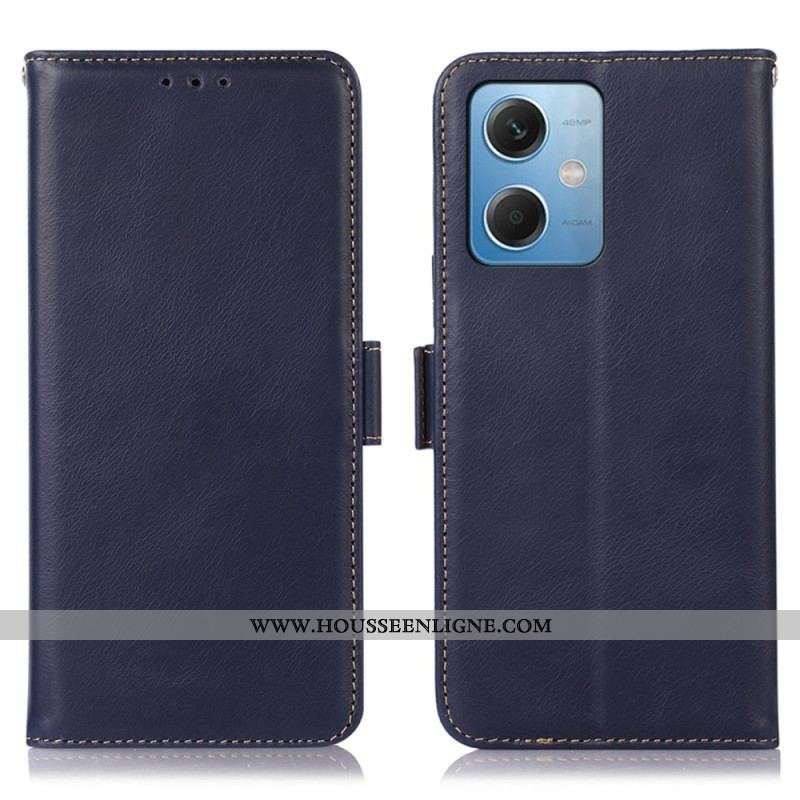 Housse Xiaomi Redmi Note 12/Poco X5 Véritable Cuir Fonction RFID