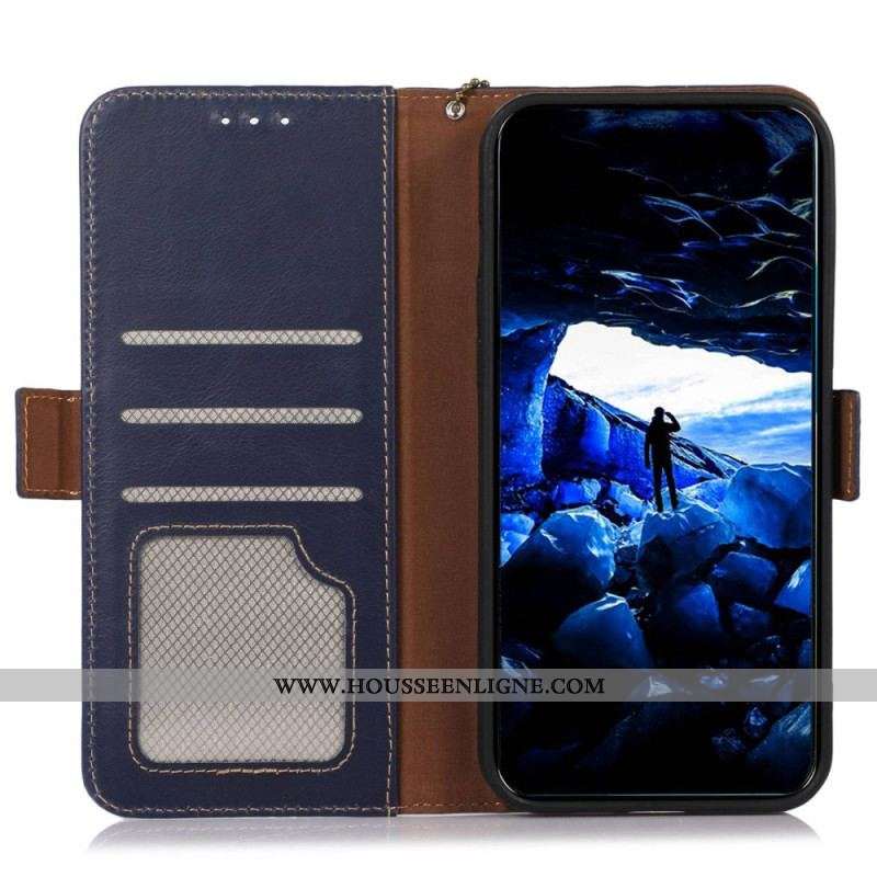 Housse Xiaomi Redmi Note 12/Poco X5 Véritable Cuir Fonction RFID