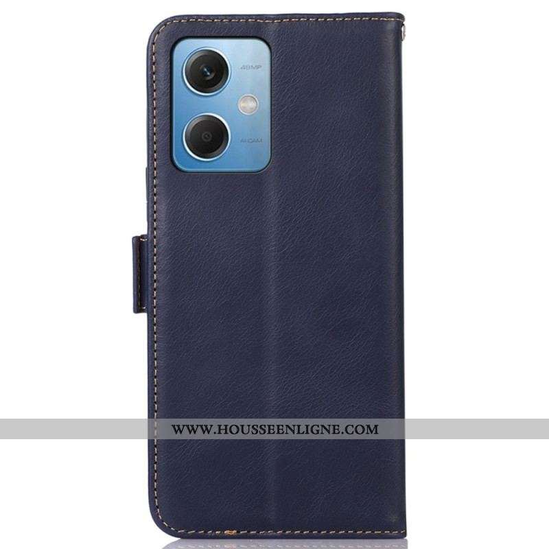 Housse Xiaomi Redmi Note 12/Poco X5 Véritable Cuir Fonction RFID