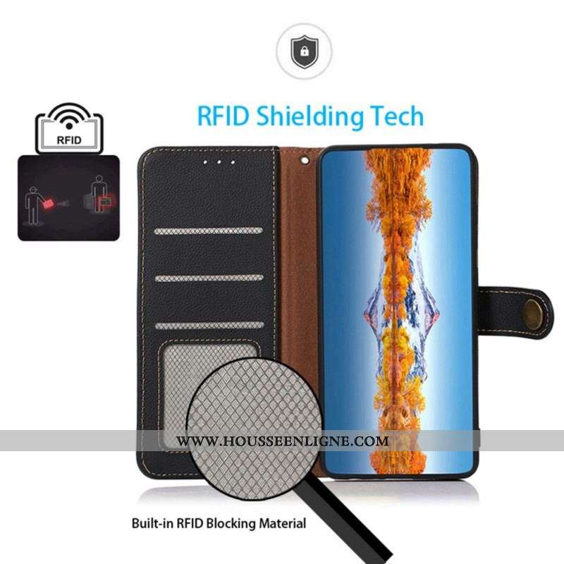 Housse Xiaomi Redmi Note 12 Pro/Poco X5 Pro 5G Cuir Véritable KHAZNEH RFID