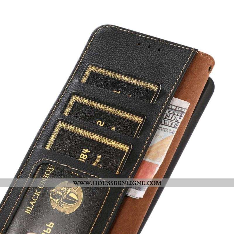 Housse Xiaomi Redmi Note 12 Pro/Poco X5 Pro 5G Cuir Véritable KHAZNEH RFID