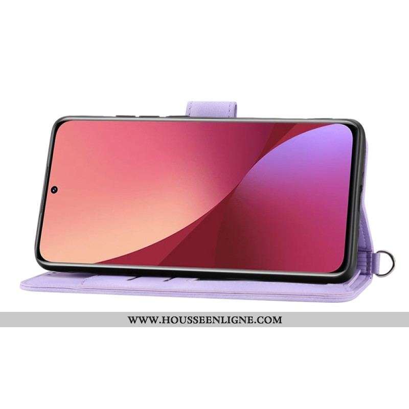 Housse Xiaomi Redmi Note 12 Pro/Poco X5 Pro 5G Florale avec Lanière et Bandoulière