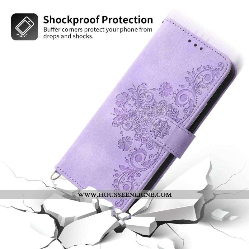 Housse Xiaomi Redmi Note 12 Pro/Poco X5 Pro 5G Florale avec Lanière et Bandoulière