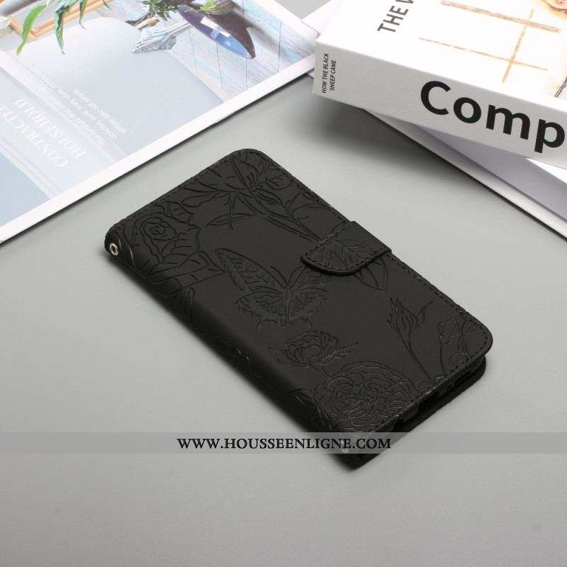 Housse Xiaomi Redmi Note 12 Pro/Poco X5 Pro 5G Papillons et Lanière