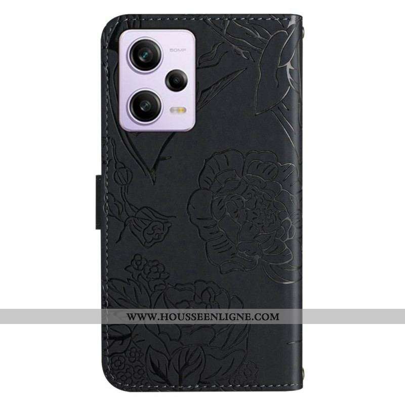 Housse Xiaomi Redmi Note 12 Pro/Poco X5 Pro 5G Papillons et Lanière