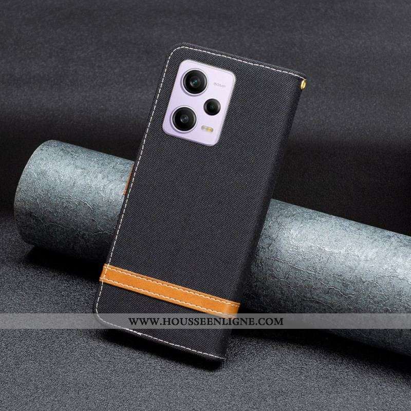 Housse Xiaomi Redmi Note 12 Pro/Poco X5 Pro 5G Tissu et Effet Cuir à Lanière