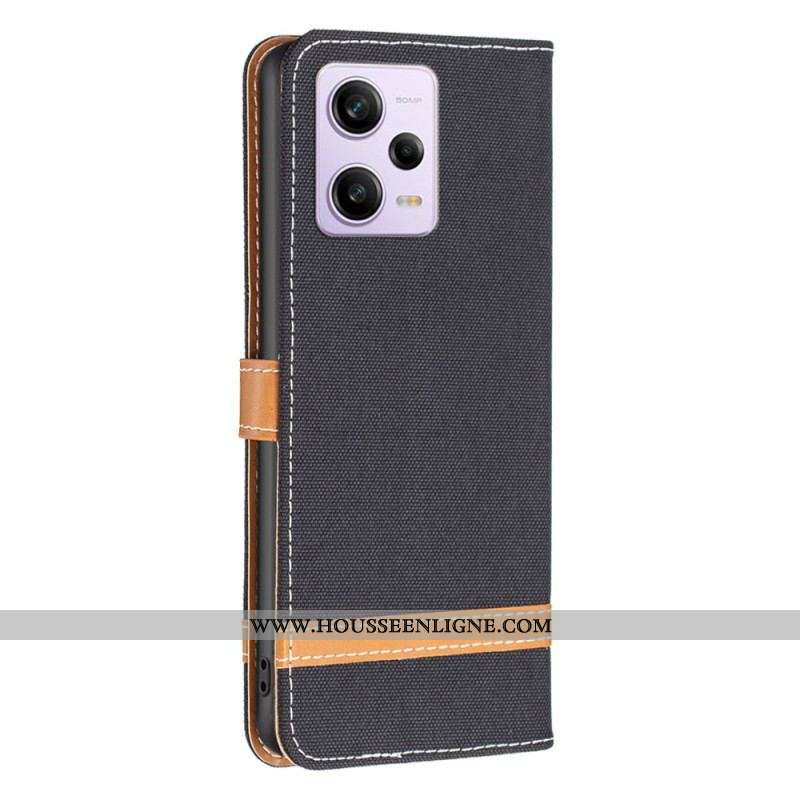 Housse Xiaomi Redmi Note 12 Pro/Poco X5 Pro 5G Tissu et Effet Cuir à Lanière