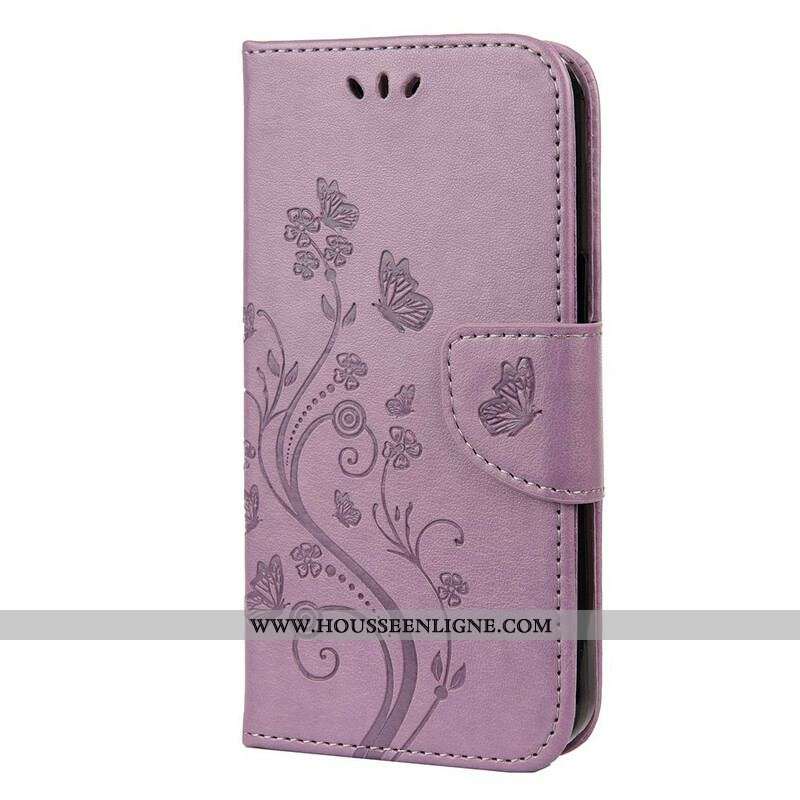 Housse iPhone 13 Mini Florale à Lanière