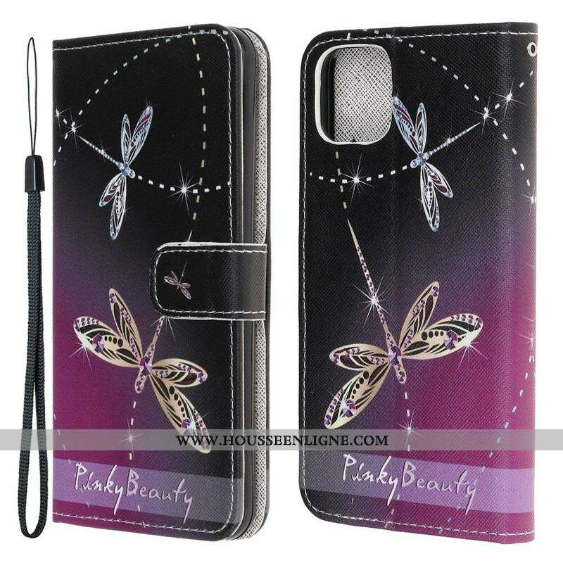 Housse iPhone 13 Mini Libellules à Lanière