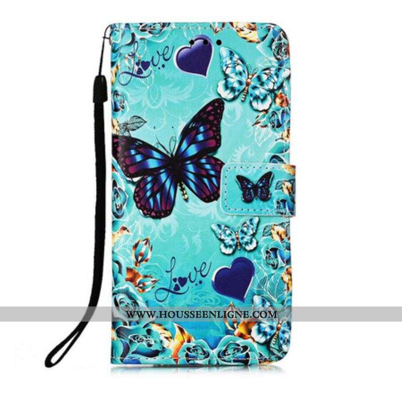 Housse iPhone 13 Mini Love Butterflies à Lanière