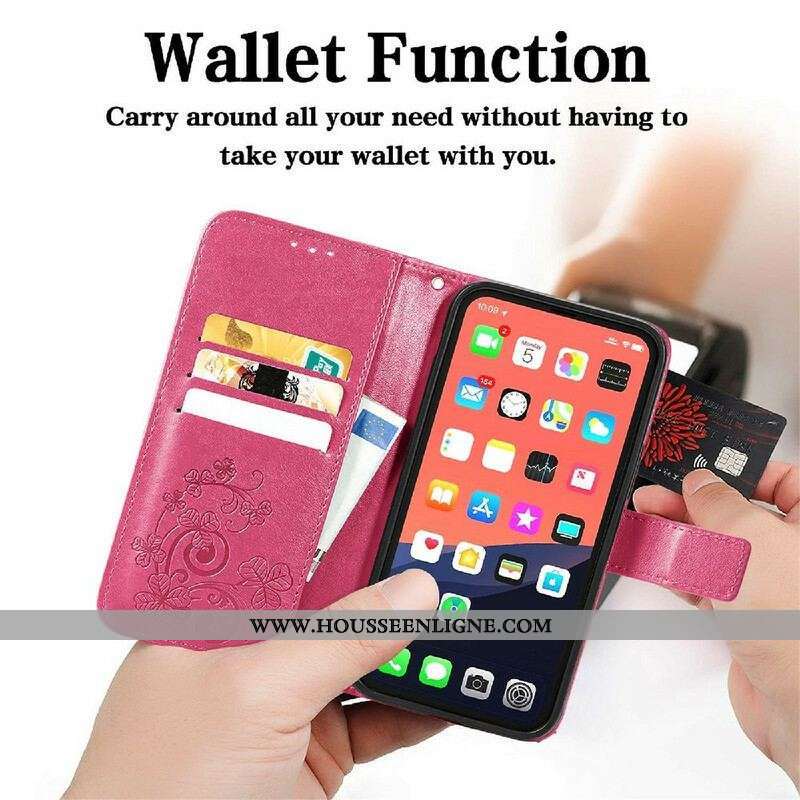 Housse iPhone 13 Mini Papillons et Fleurs à Lanière