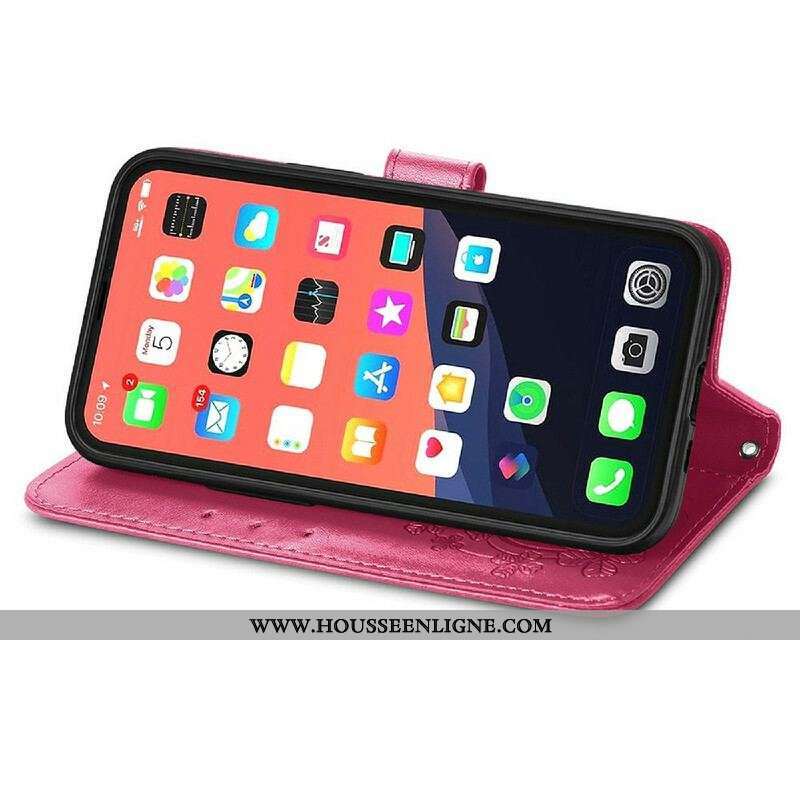 Housse iPhone 13 Mini Papillons et Fleurs à Lanière