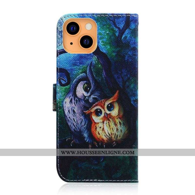 Housse iPhone 13 Mini Peinture de Hiboux