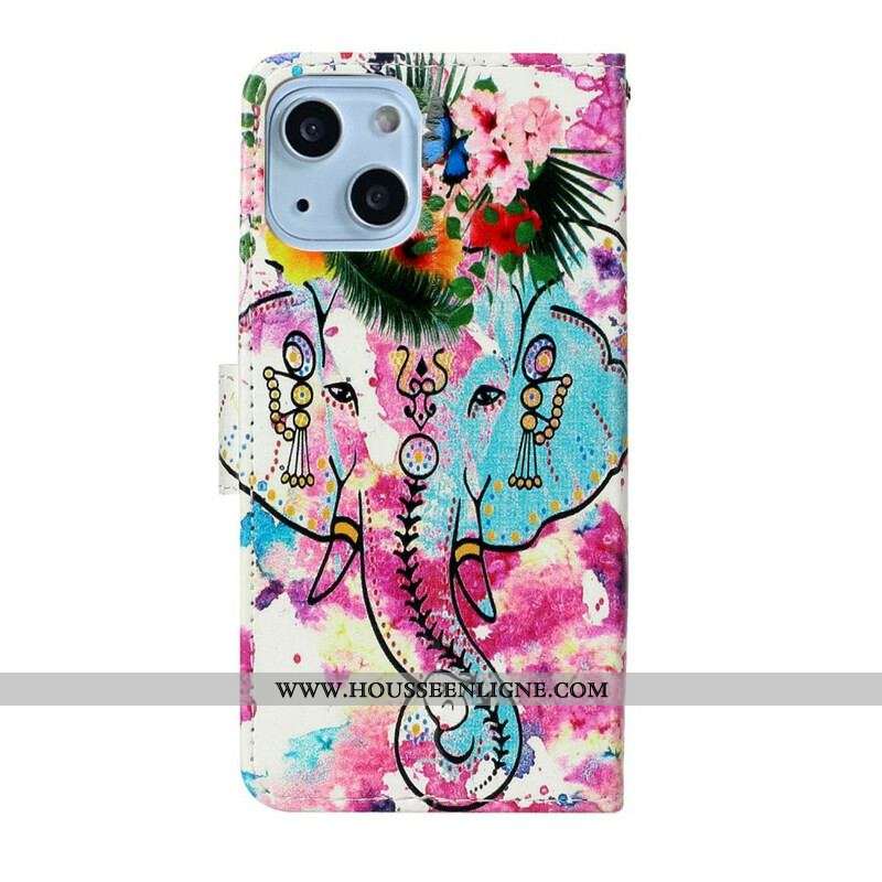 Housse iPhone 13 Mini Peinture Éléphant