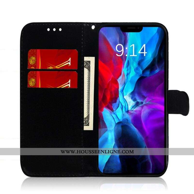 Housse iPhone 13 Mini Simili Cuir Couverture Miroir