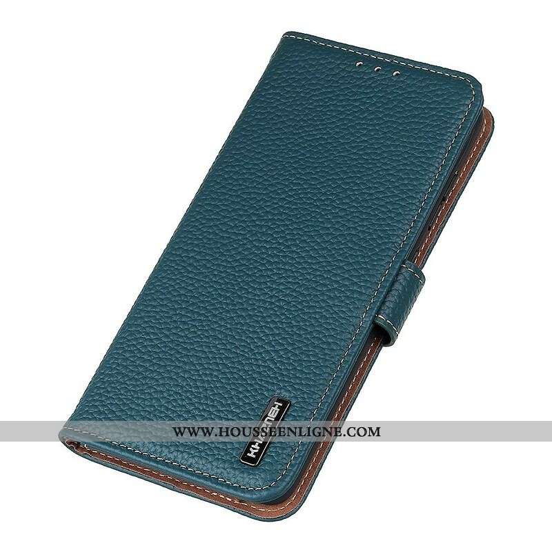 Housse iPhone 13 Mini Véritable Cuir Litchi KHAZNEH
