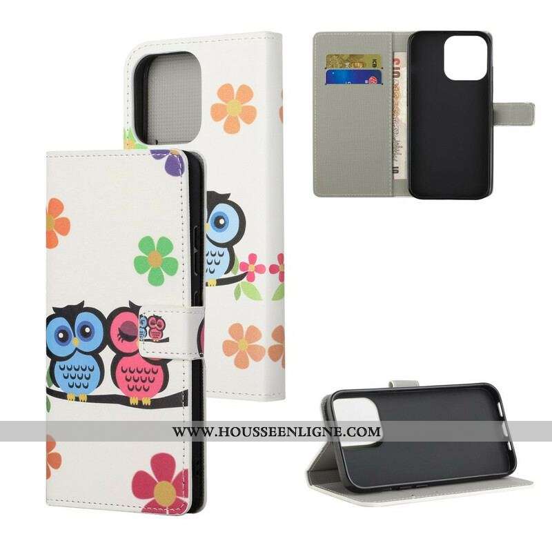 Housse iPhone 13 Pro Couple de Hiboux